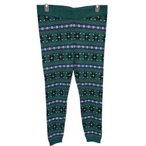 Torrid Green Fair Isle Knit Leggings Rayon/Polyester/Nylon Blend Womens Sz 1/XL